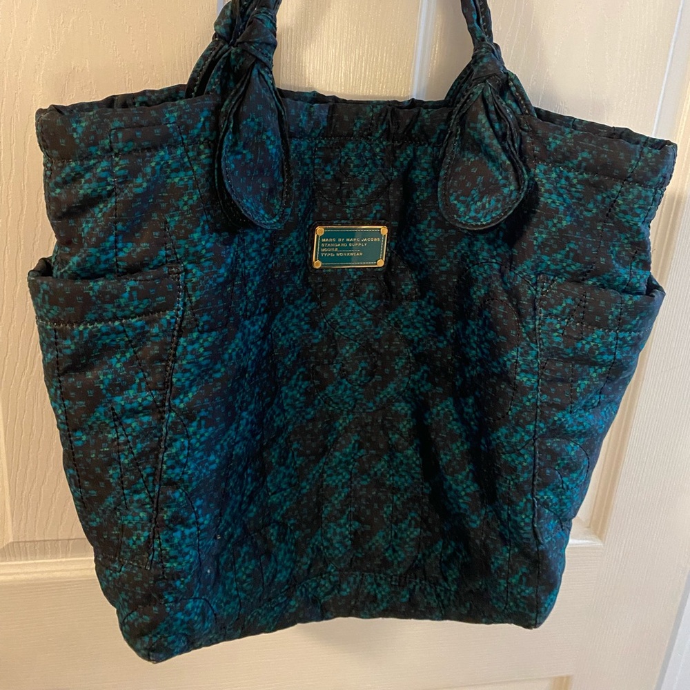 Marc Jacobs nylon tote, teal and black RARE
